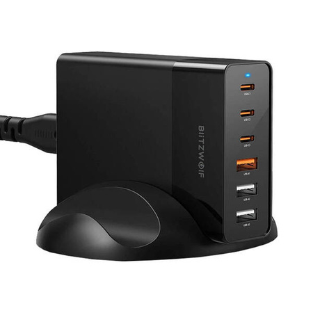 Blitzwolf BW-S25 | 75W wall charger, 3x USB + 3x USB-C (black)