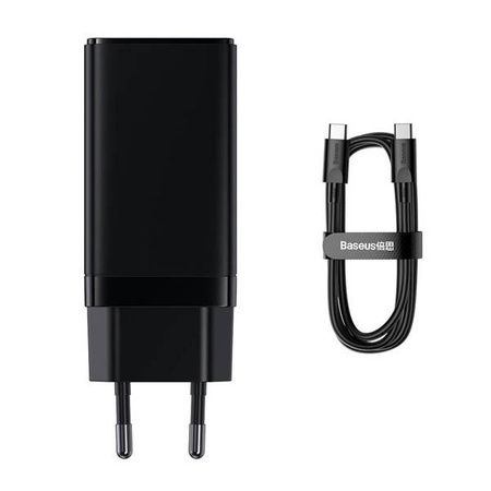 Baseus GaN3 Pro wall charger, 2xUSB-C + USB, 65W (black)