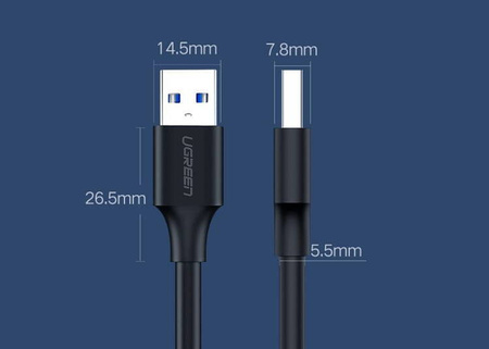Kabel USB 2.0 M-M UGREEN US102, 0.5m (czarny)