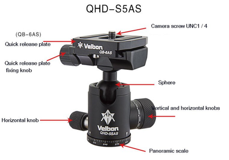VELBON UTC-53AS | carbon tripod with QHD-S5AS ball head and Arca-Swiss connector