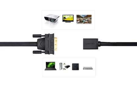 DVI to HDMI adapter UGREEN 20118, 15cm (black)