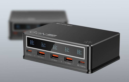 Blitzwolf BW-i9 | GaN 110W PD mains charger 3xUSB-A, 2xUSB-C (black)